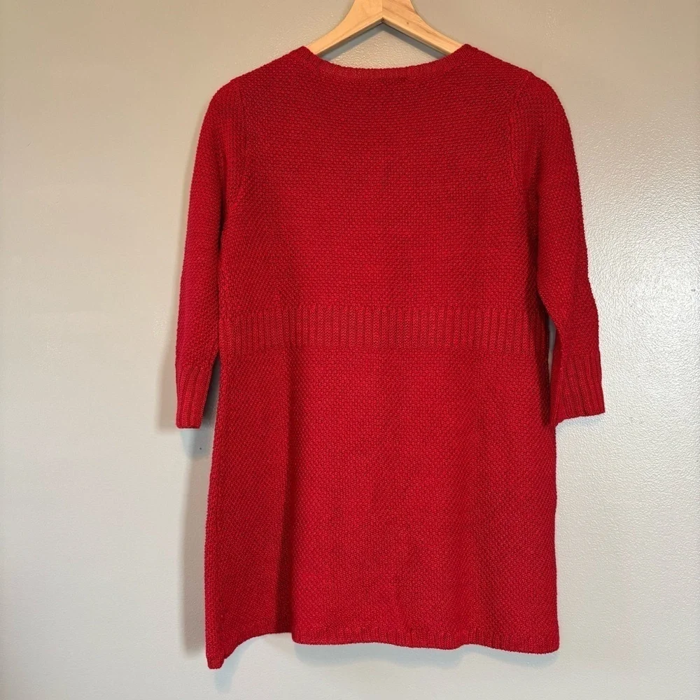 Eileen Fisher XS Italian Yarn - 100% Hemp Half Sleeve Knit Cardigan Red